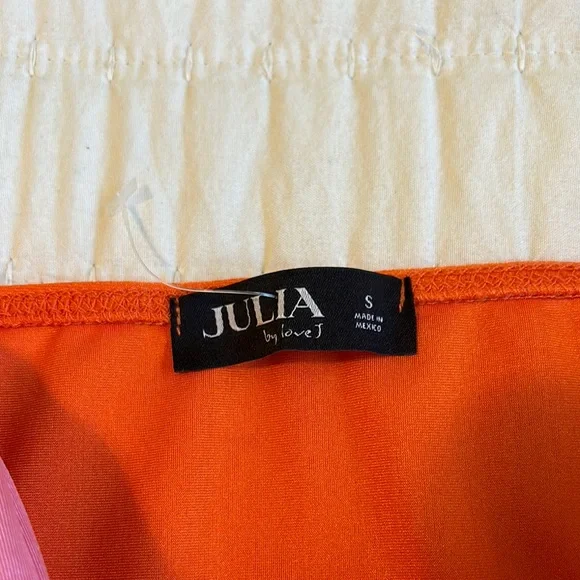 Vibrant Pink and Orange Strapless Tube Top - Picture 2 of 3